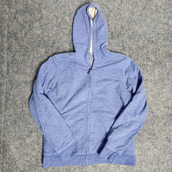 L.L. Bean Jackets & Blazers - LL Bean Full Zip Hoodie Women M‎ Blue Heather Pile Fleece Lined Jacket Gorpcore